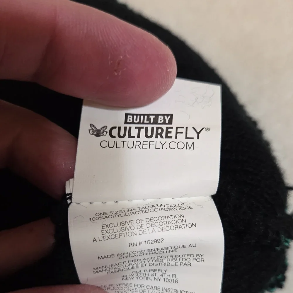 CultureFly Demon Slayer Tanjiro‎ Kamado Black & Green Embroidered Anime Beanie